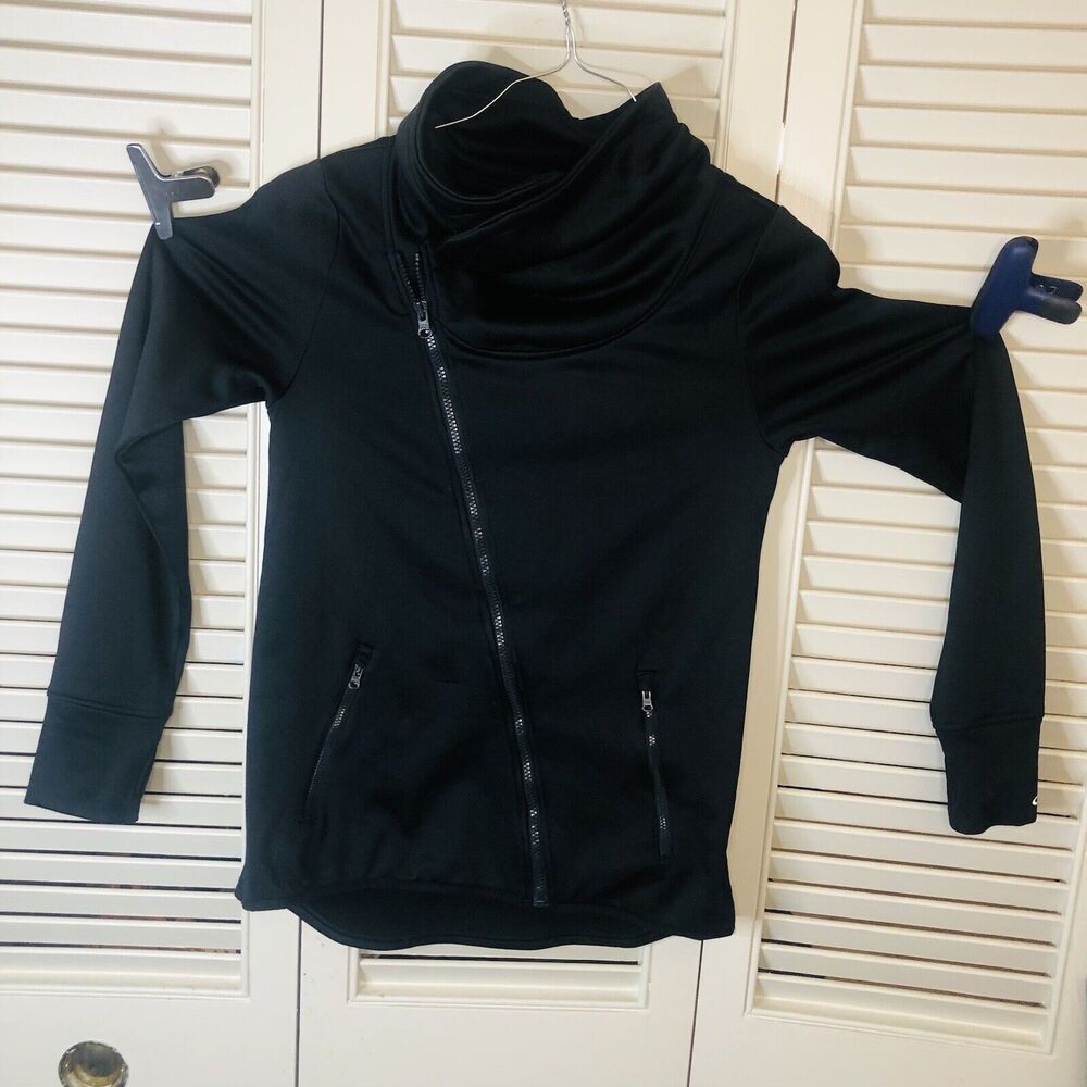 CHAMPION Duo Dry Women's Long Sleeve Full Zip Black Jacket Thumbholes Small